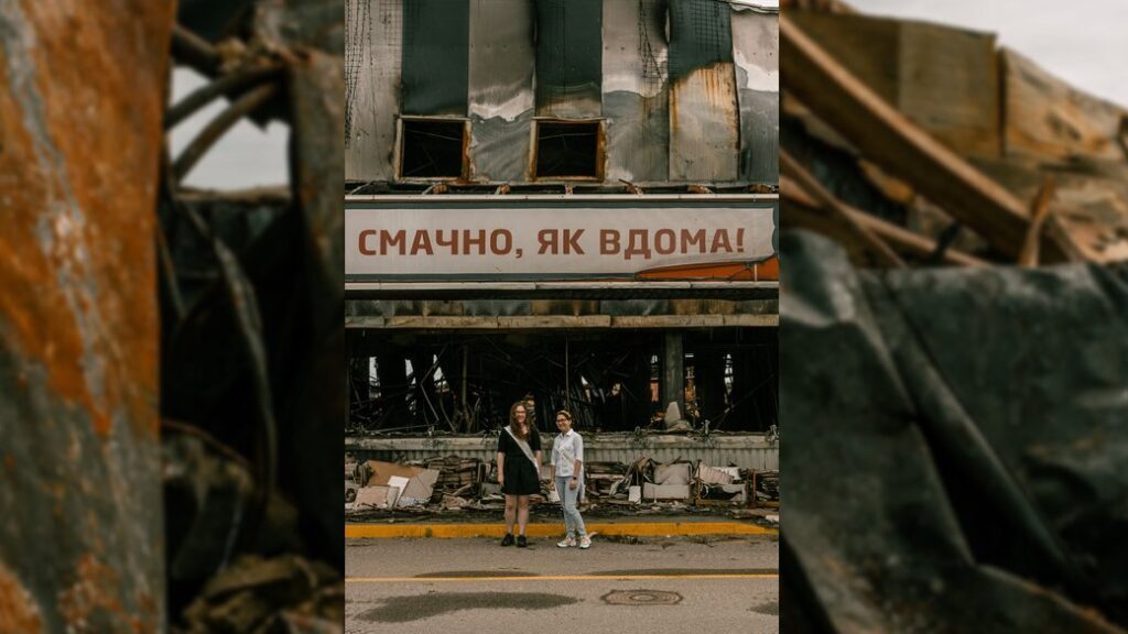 Школярі Чернігова сфотографувались для випускного альбому серед руїн