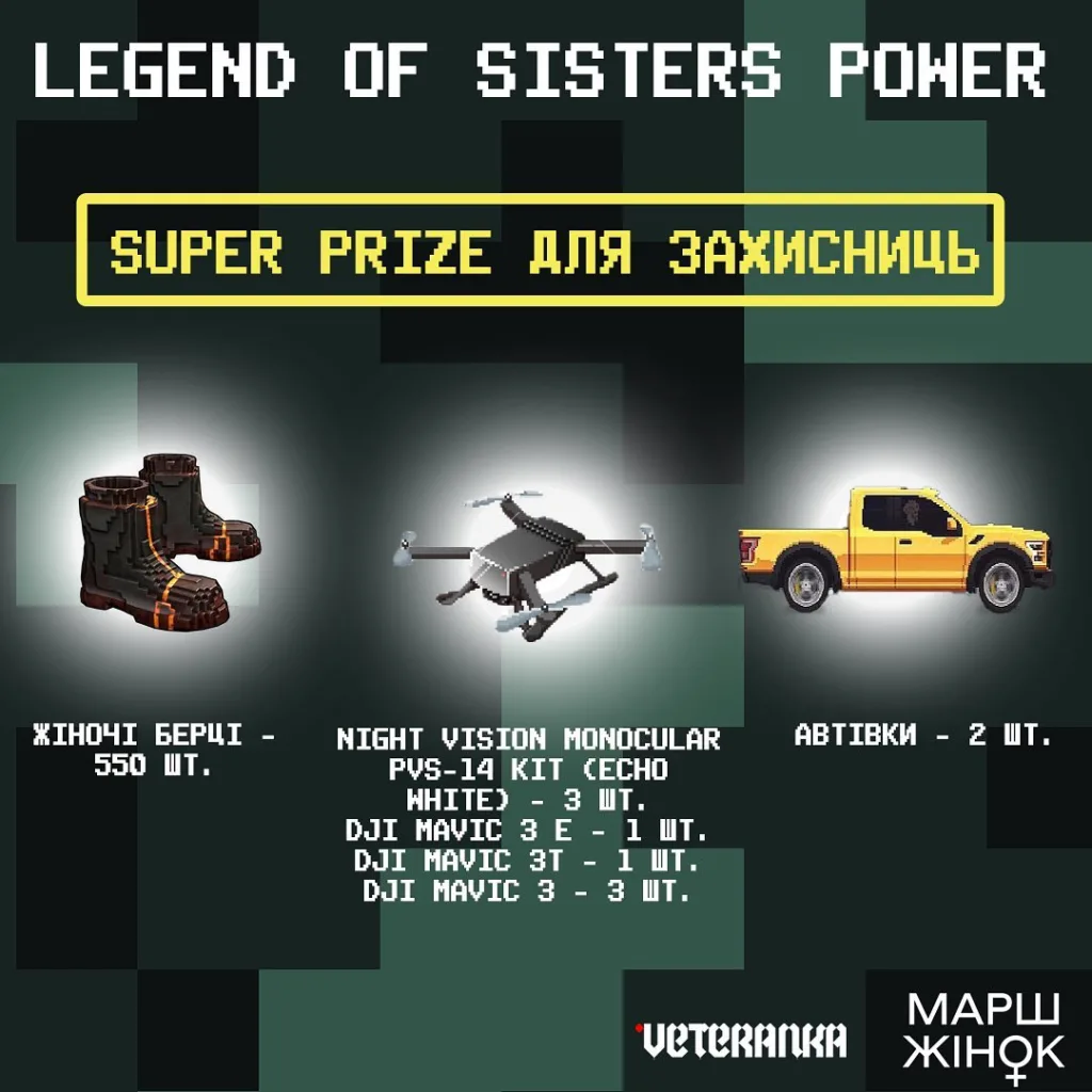 В Україні запустили перший збір-гру Legend of Sisterʼs Power для забезпечення військовиць на фронті