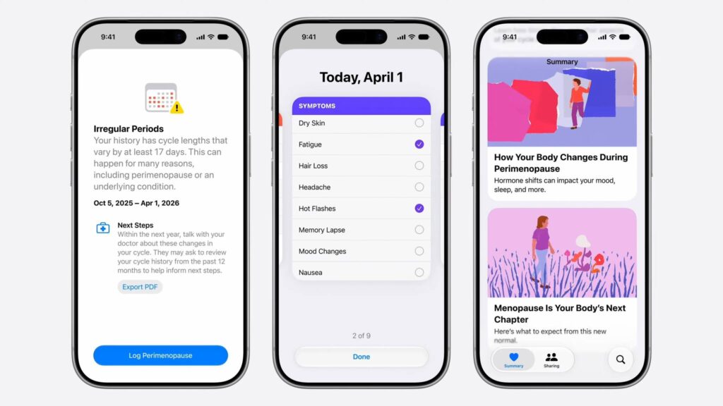 Застосунок Apple «Здоров’я» попереджатиме жінок про можливий початок перименопаузи